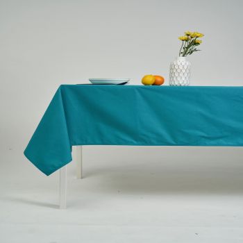 ผ้าปูโต๊ะ ผ้าคลุมโต๊ะ สี Beige Teal ขนาด 130 x 145 cm
